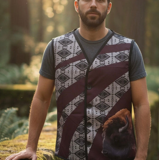 Buffalo Native Vest(Maroon)