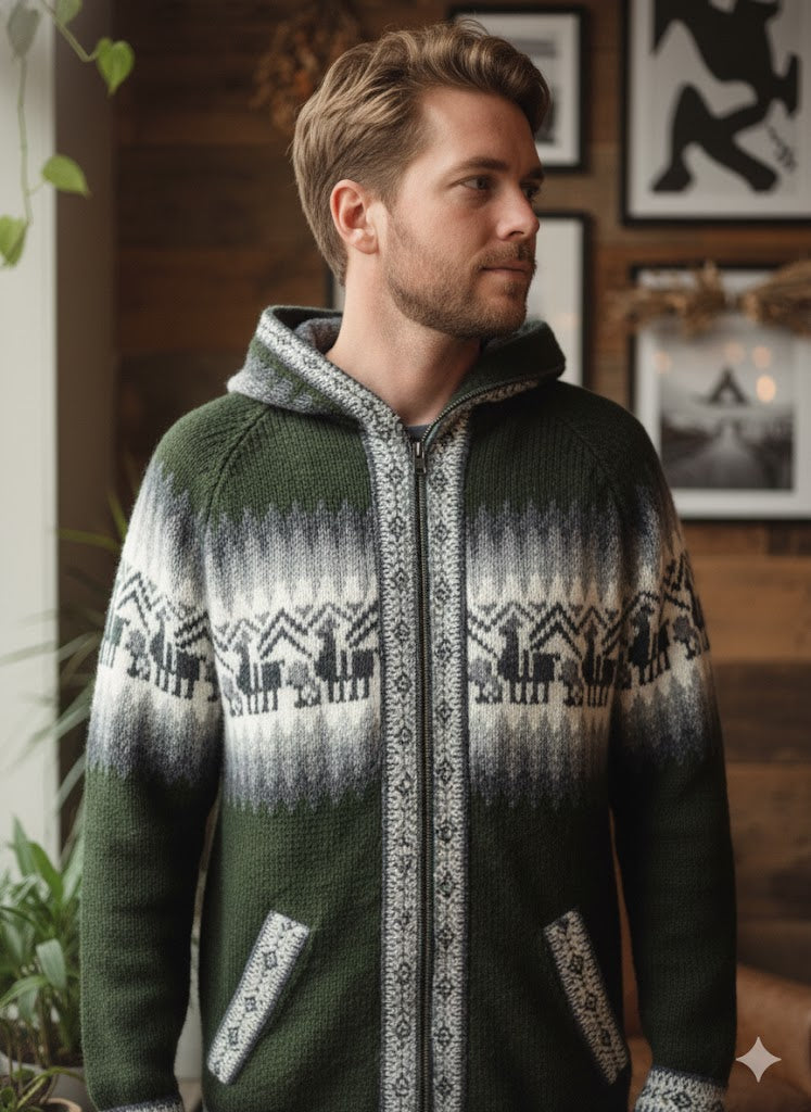 Unisex Light Green Alpaca Sweater