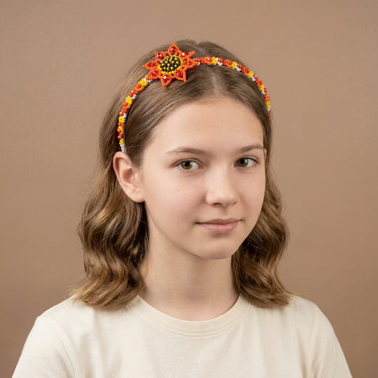 Bandeau perlé avec fleur (9)
