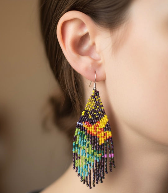 Purple Pink Sky Dancer Beaded Earrings