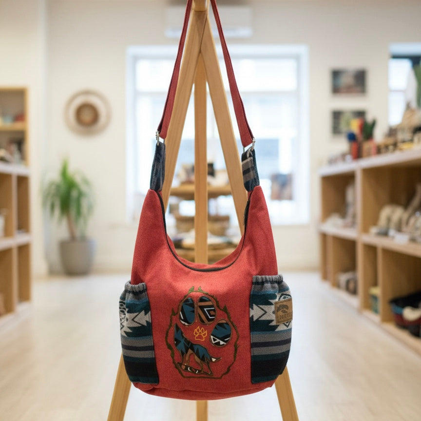 Wolf Paw Embroidered Crossbody Bag