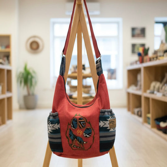 Wolf Paw Embroidered Crossbody Bag