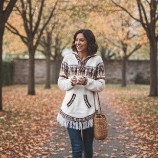 OLDTRIBES™ Women Cardigan White Alpaca Sweater