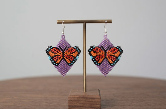 Butterfly Beaded Earrings (Purple)