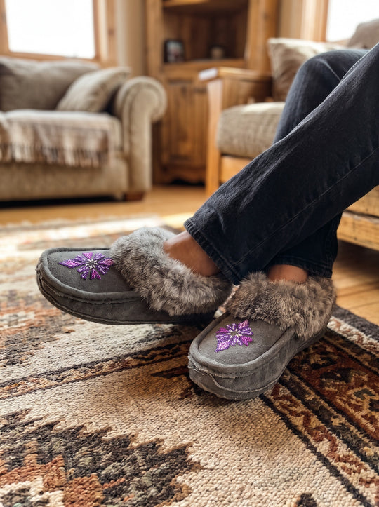 Moccasins with Beadwork (Size 9)