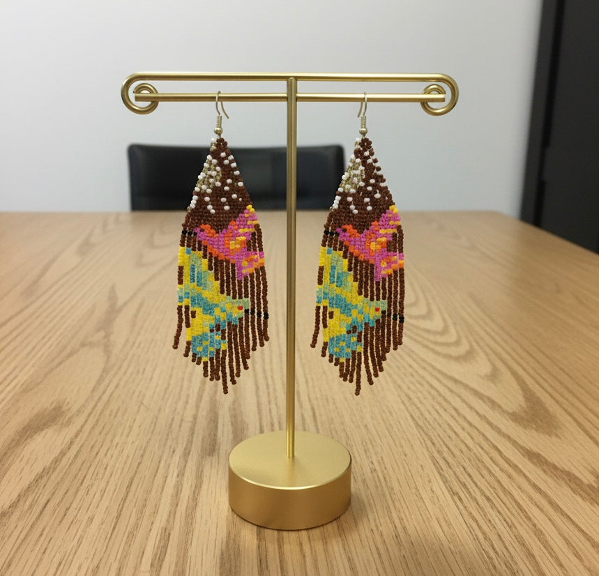 Dark brown Sky Dancer Beaded Earrings