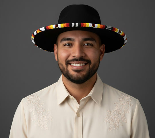 Size-58 Handmade Beaded Hat(Black)