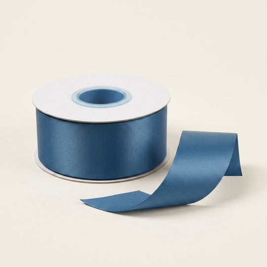 Satin Ribbon Double Face- Steal Blue 