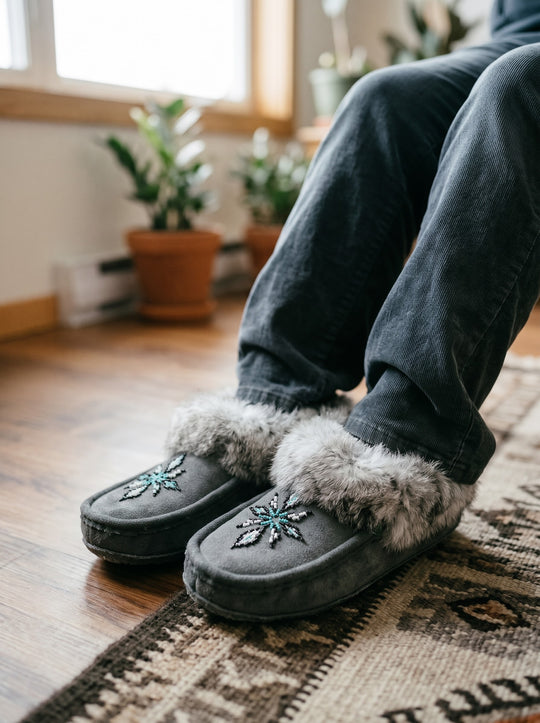 Moccasins with Beadwork (Size 9)