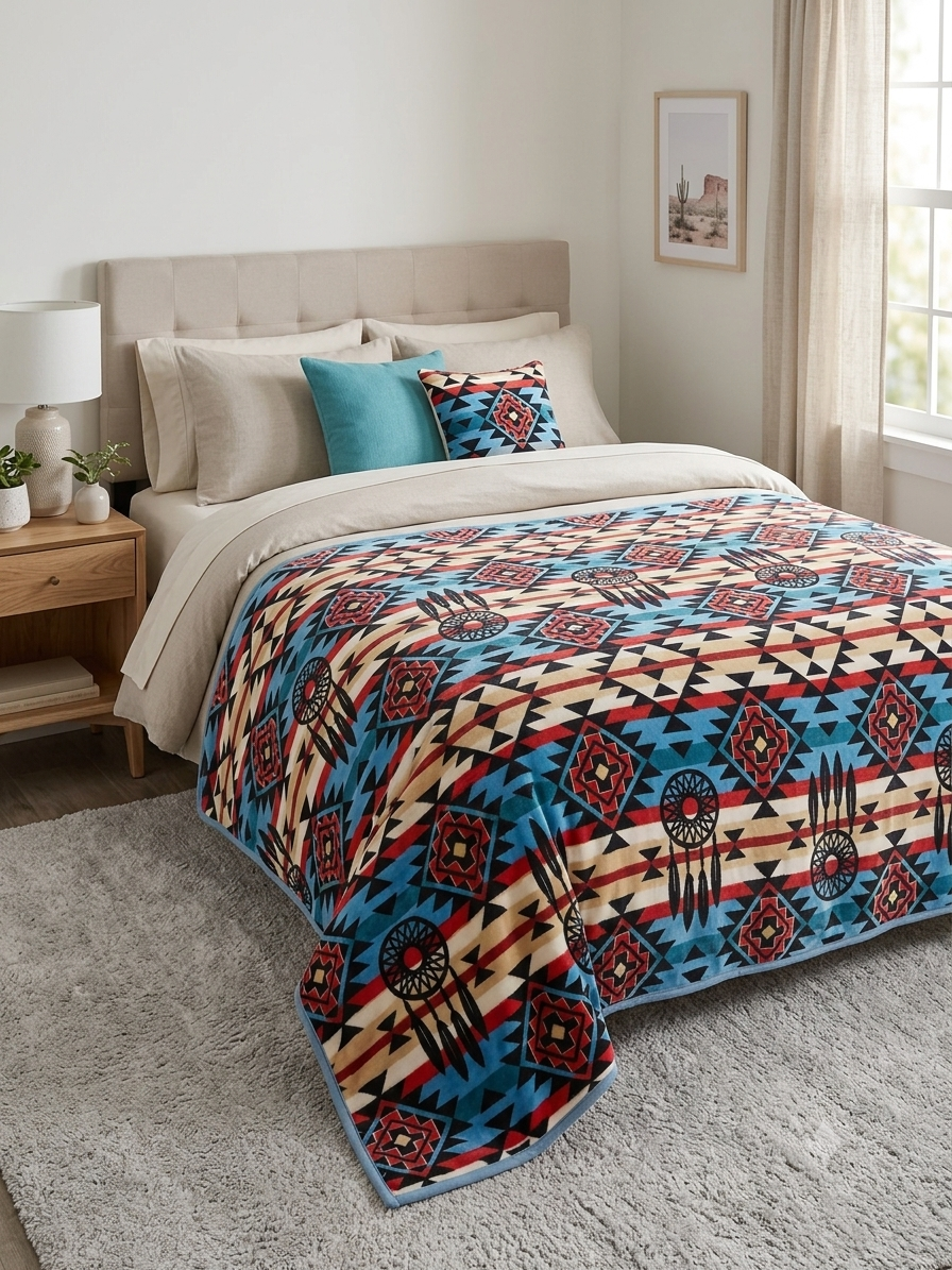 LUXURY PLUSH BLANKET (Navajo Blue)