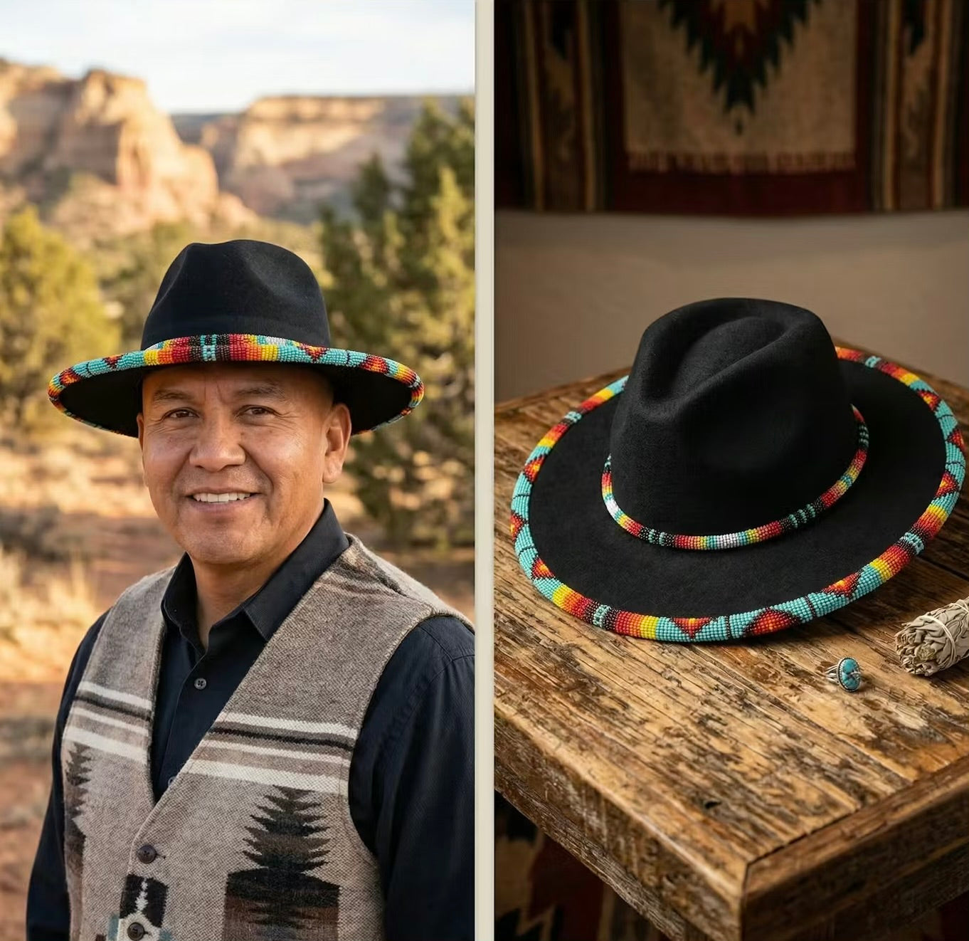 OLDTRIBES Size-59 Handmade Beaded Hat