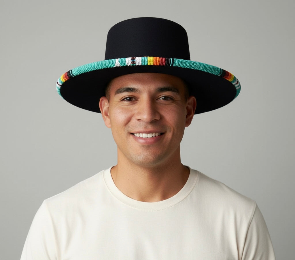 Size-56 Handmade Beaded Hat (DARK BLUE)