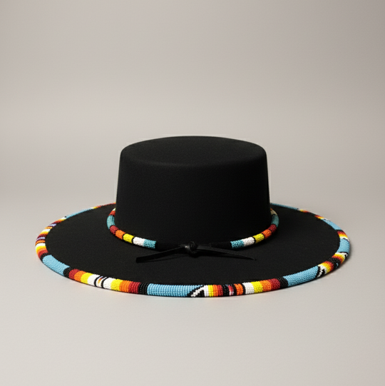 Size-56 Handmade Beaded Hat(Grey)