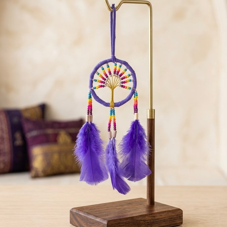 Handmade purple Dreamcatcher with purple Feathers