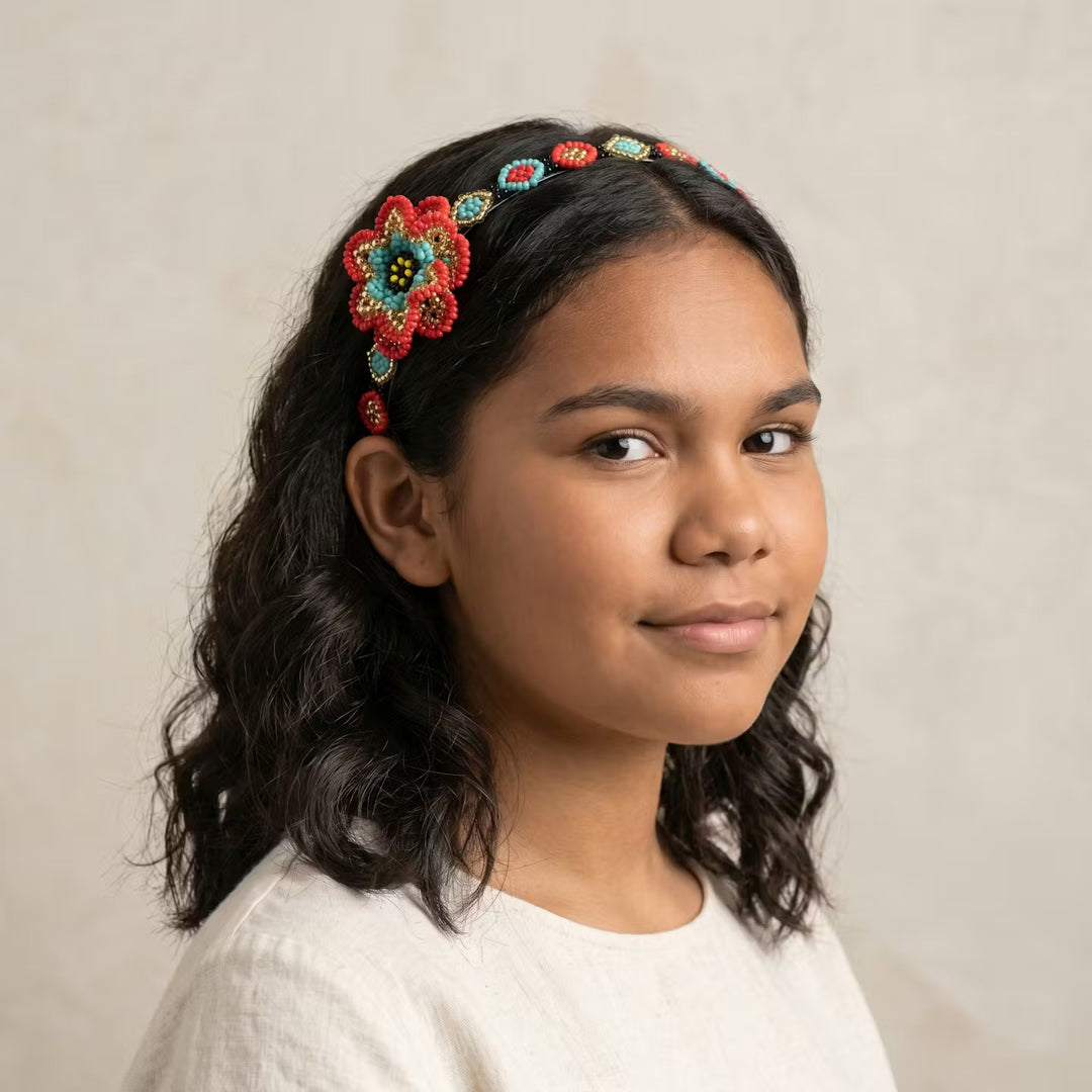 Bandeau perlé avec fleur (9)