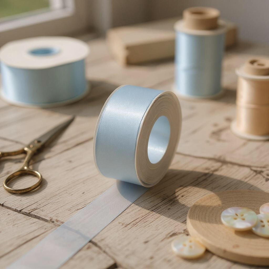 OLDTRIBES Satin Ribbon Double Face-Light Blue #305-3.8 cm Wide