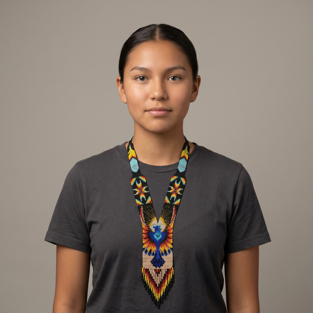 Beaded Medallion Necklace(Eagle)