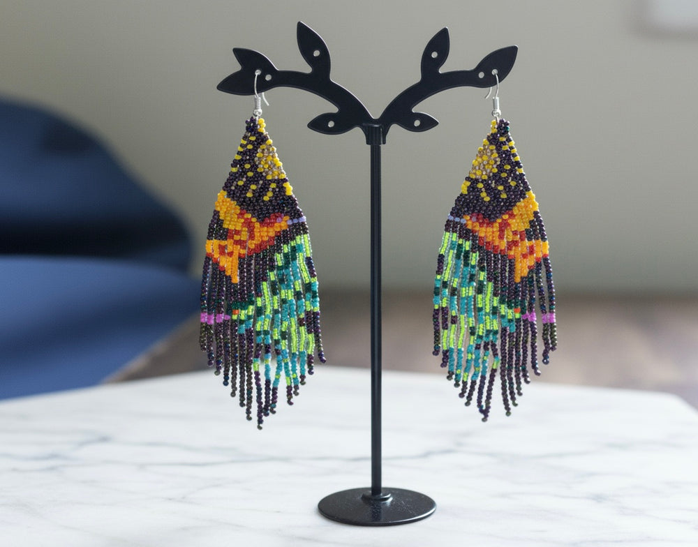 Purple Pink Sky Dancer Beaded Earrings