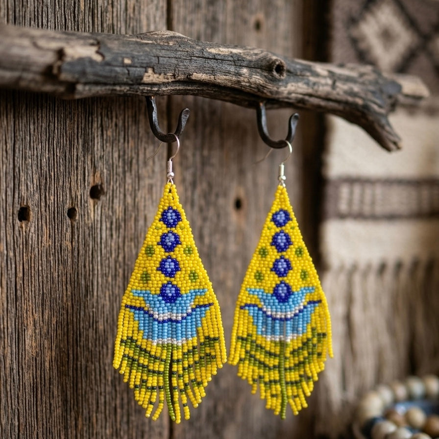 OLDTRIBES Yellow Flame Blossom Drop Earrings