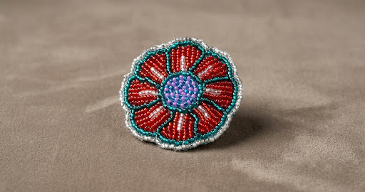 Red Beaded Flower Barrette
