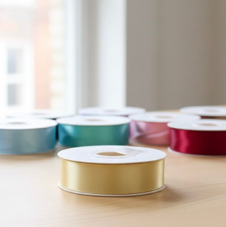 Rouleau de ruban beige double face de 30 mètres