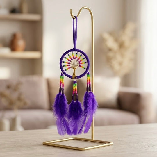 Handmade purple Dreamcatcher with purple Feathers