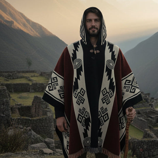 Circle Zigzag HandMade Wool Poncho