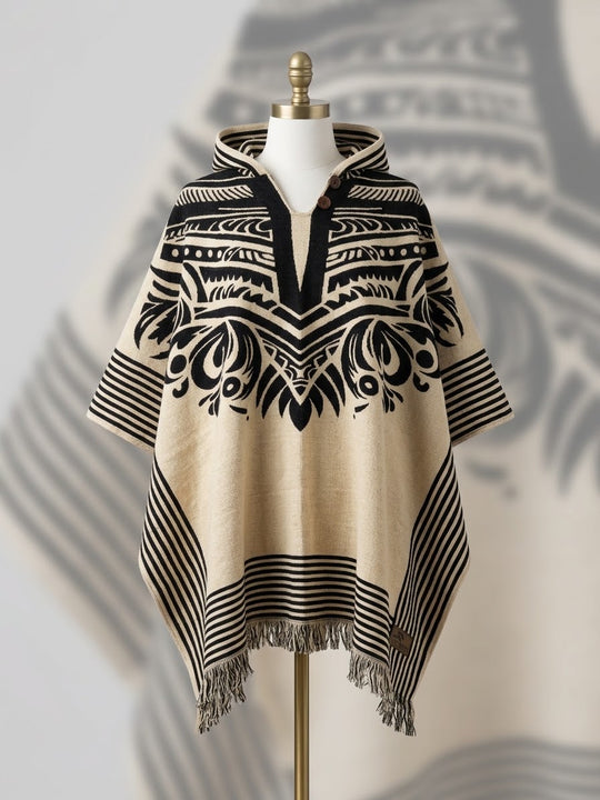 Tribal Totem HandMade Wool Poncho