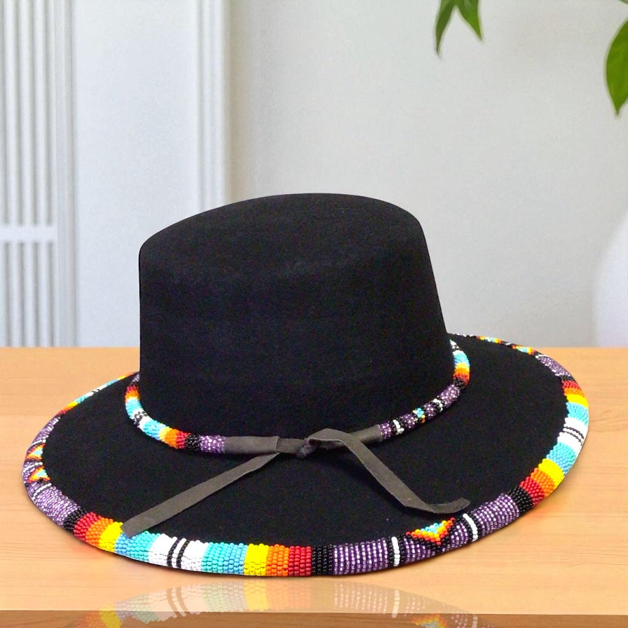 Size- 56 Handmade Beaded Hat(Black)
