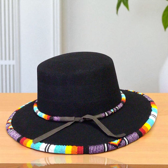Size- 56 Handmade Beaded Hat(Black)