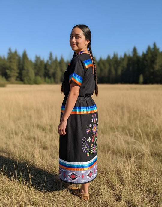 OLDTRIBES™ Pink Floral Ribbon Skirt