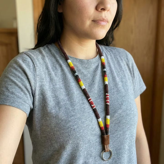 Round Beaded Lanyard(Brown)