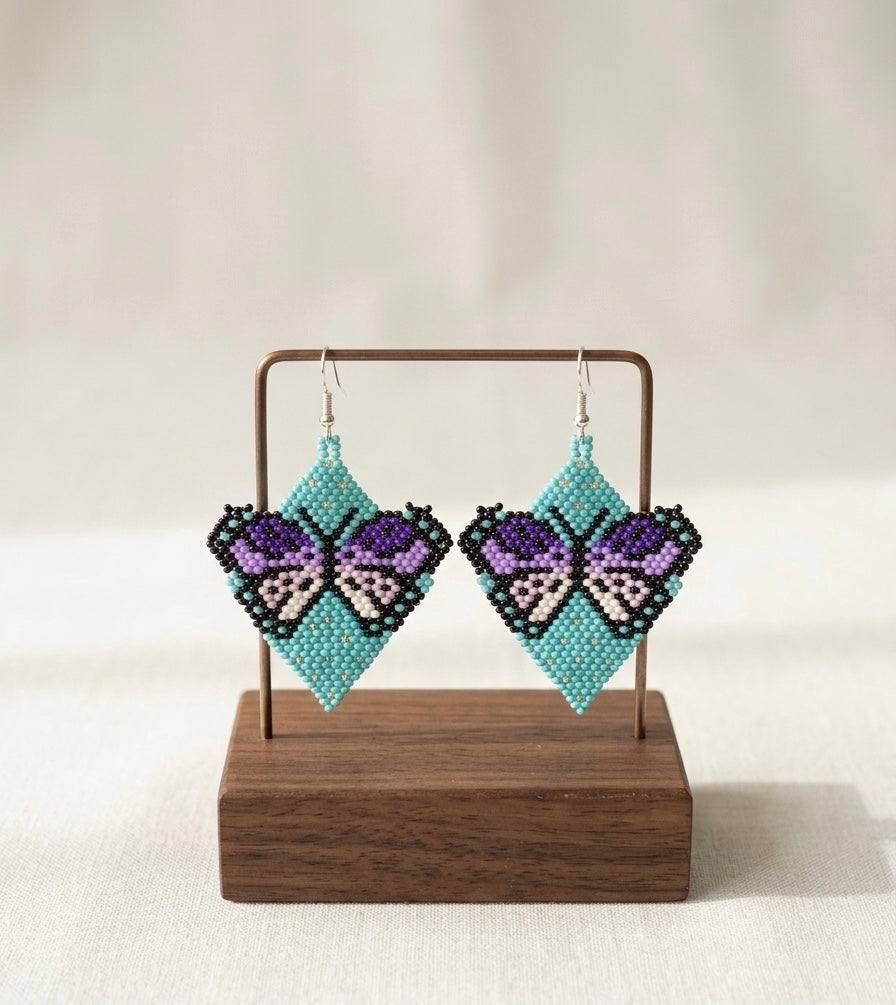 Butterfly Beaded Earrings (Turquoise)