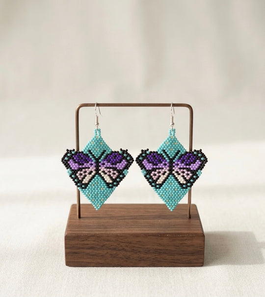 Butterfly Beaded Earrings (Turquoise)
