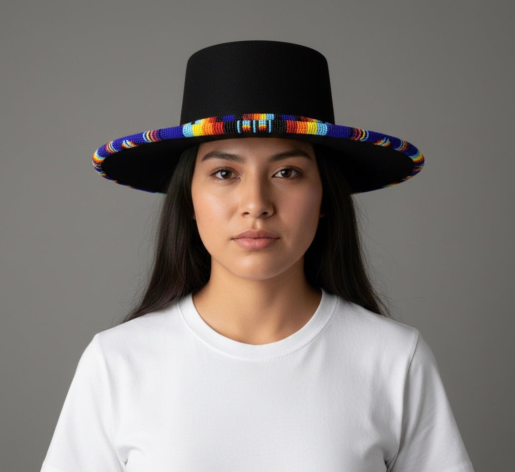 Size-56 Handmade Beaded Hat (DARK BLUE)