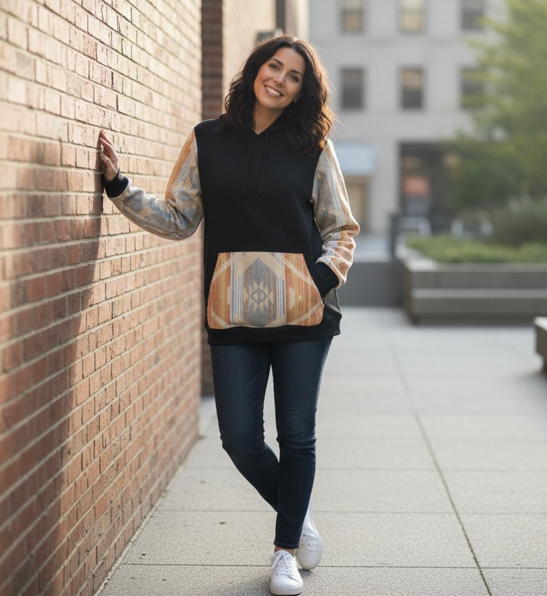 Beige native design hoodie