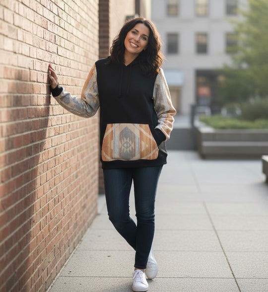 Beige native design hoodie