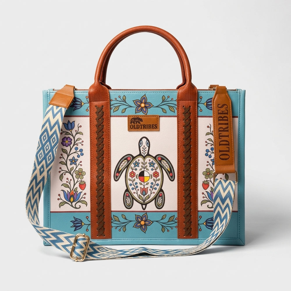 OLDTRIBES™  Leather Handbag (Turquoise Turtle)