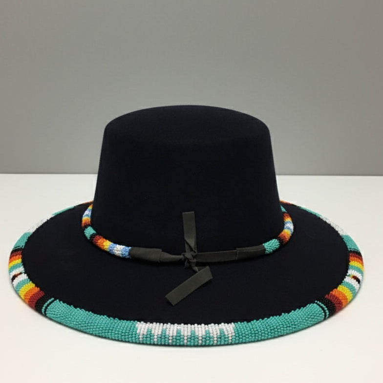 Size-56 Handmade Beaded Hat (DARK BLUE)