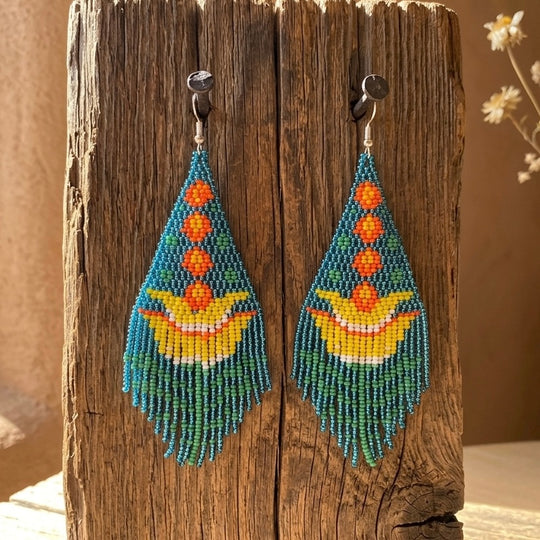 Blue Flame Blossom Drop Earrings