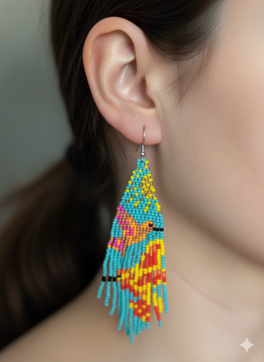 Green Sky Dancer Beaded Earrings