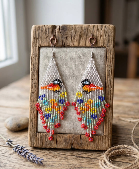 Bird Fringe Earrings (Silver)