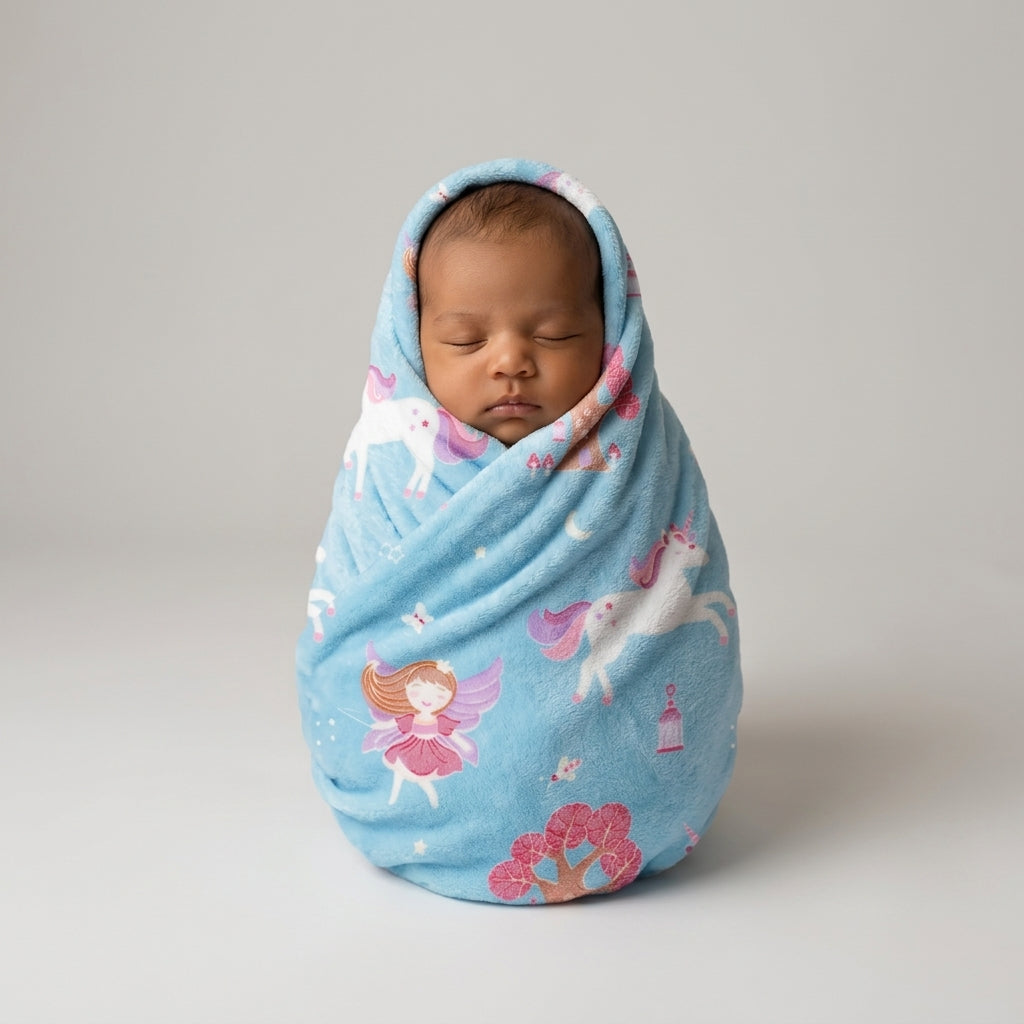Sky Blue Fairy &amp; Unicorn  baby blankets