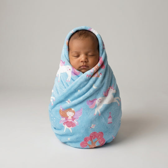 Sky Blue Fairy &amp; Unicorn  baby blankets