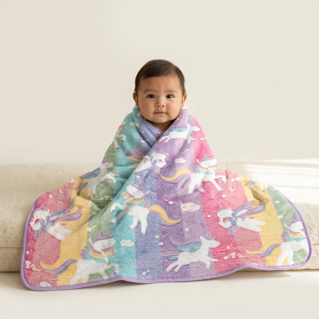 Rainbow Striped Unicorn baby blankets