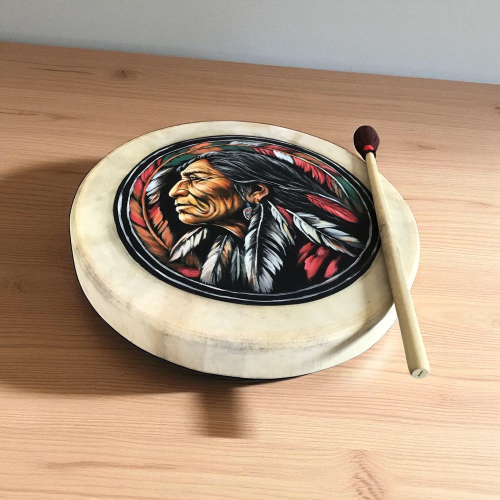 Indigenous Hand Drum – Cowhide Rawhide with Beater – OldTribes