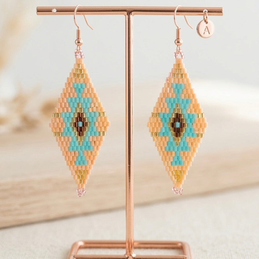 Coral blush Miyuki Glass Beaded Earrings
