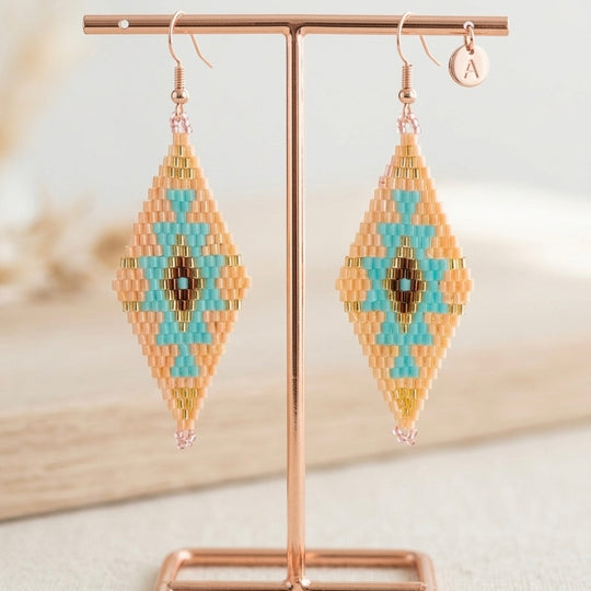 Coral blush Miyuki Glass Beaded Earrings