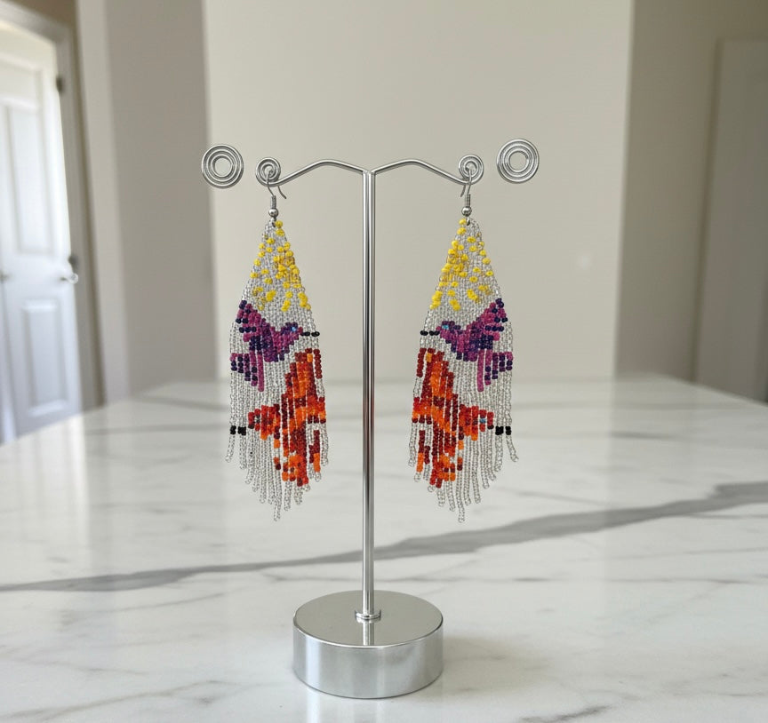 Silver Sky Dancer Beaded Earrings