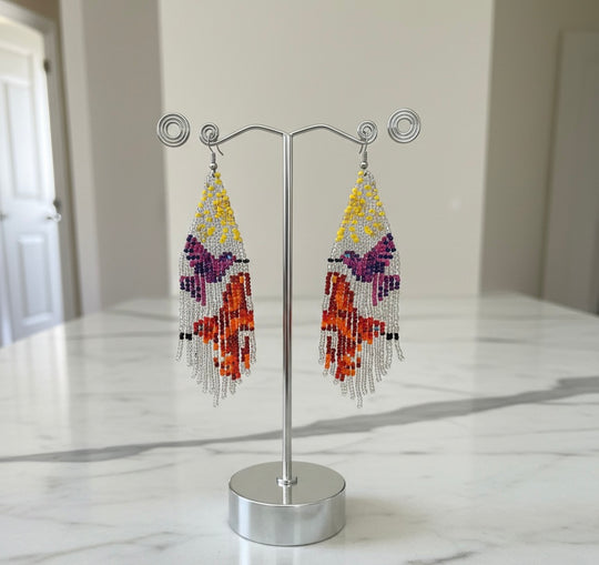 Silver Sky Dancer Beaded Earrings